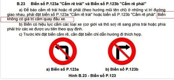 Gặp biển báo rẽ trái có được quay đầu xe theo quy chuẩn mới?