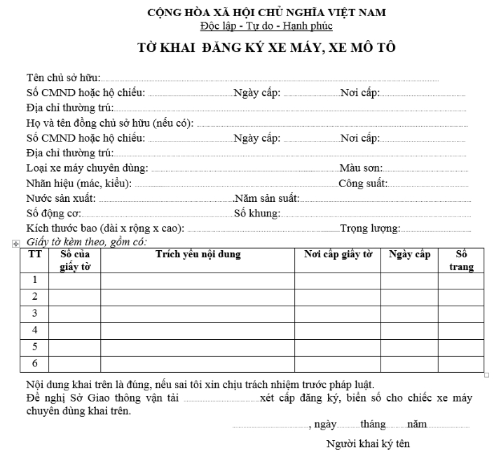 Thủ tục đăng ký xe máy